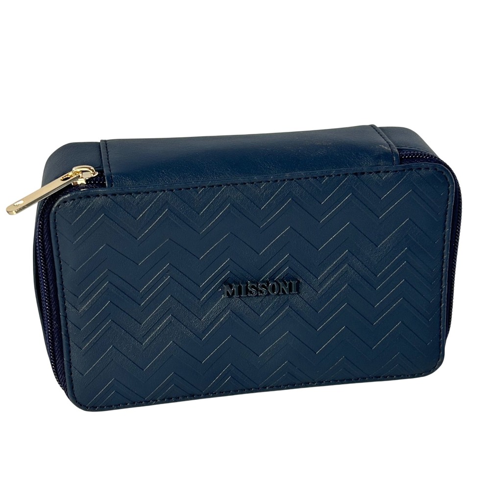 Missoni for Delta Airlines Travel Jewelry Case‎ Organizer Blue Chevron Pouch